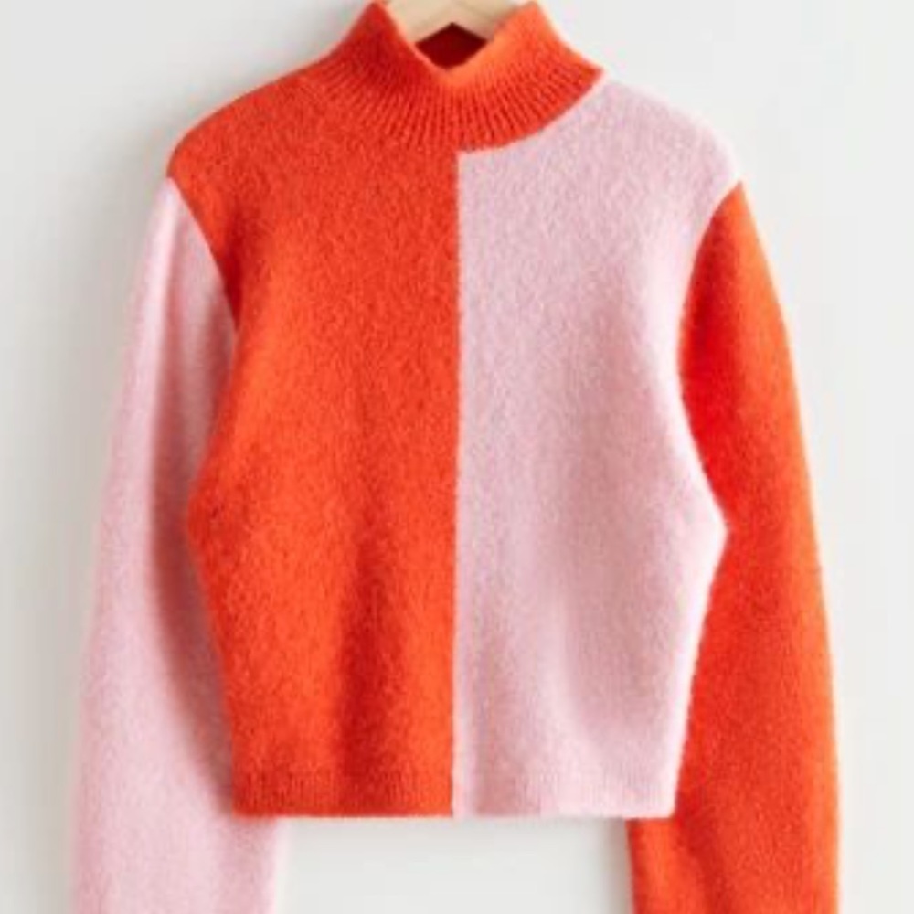 & Other Stories Two-Tone Mock Neck Sweater